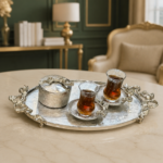 سینی بیضی قندون ونعلبکی پاپیون